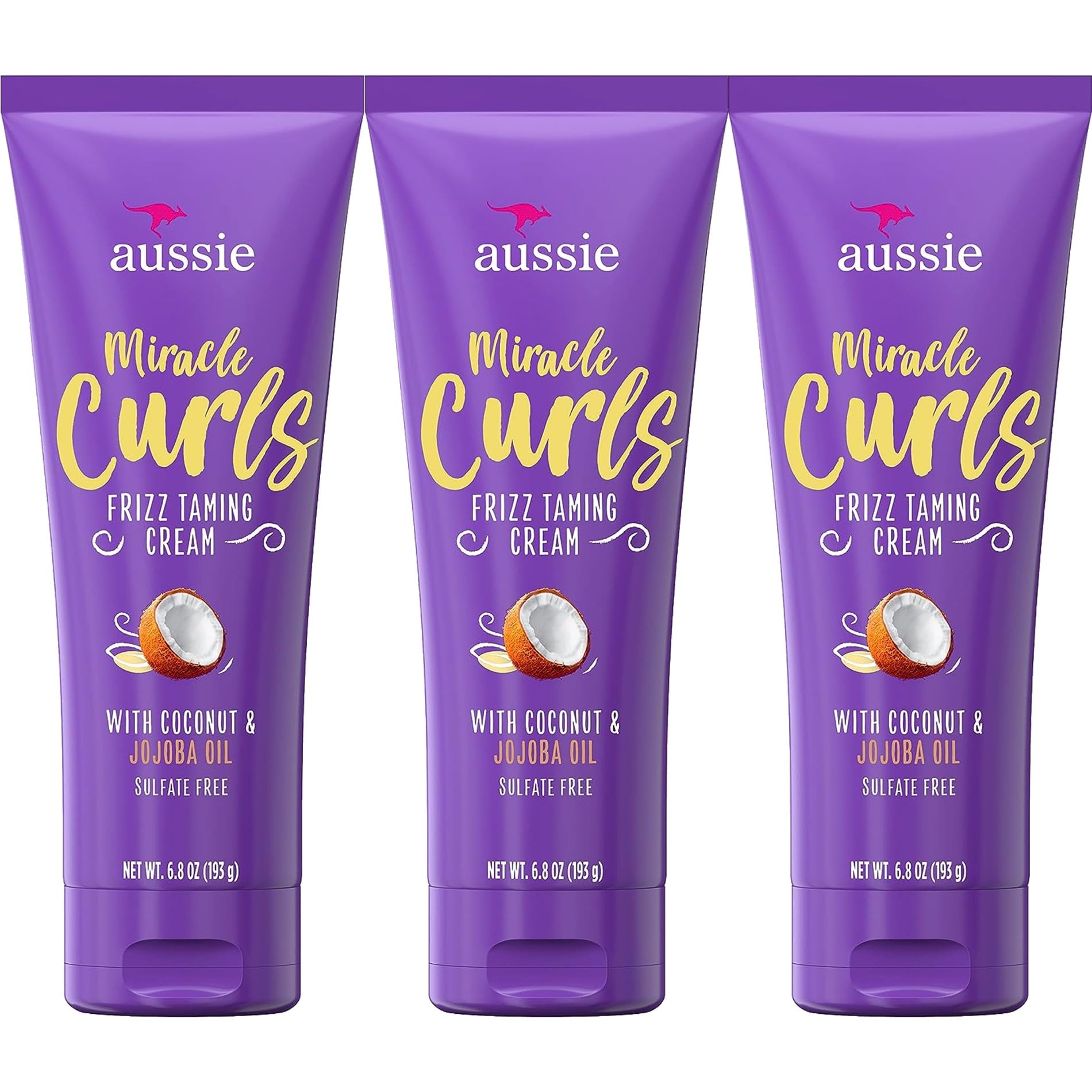 Aussie Miracle Curls Frizz Taming Cream 6.8 Ounce (Coconut